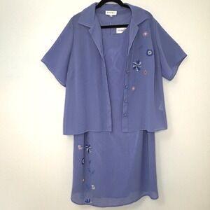 Studio I Light Purple 2 Piece Embroidered Beaded Dress Jacket Set‎ Womens 14W